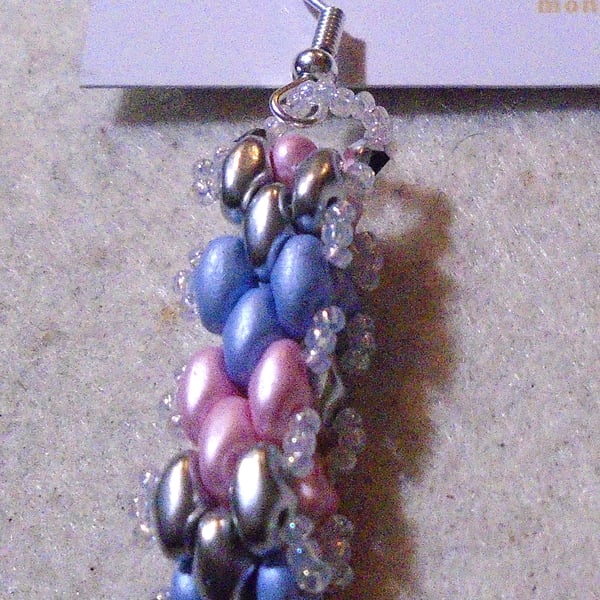 Brickwork-pattern bead earrings (customisable)