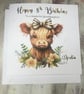 Highland Cow Personalised Birthday Card for Her Happy Birthday - Image 2