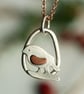 Recycled Silver Copper Robin Pendant Necklace - Image 2