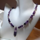 Purple Fluorite and Sterling Silver Necklace