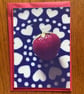 Handmade original photo card of the strawberry harvest on a decorative plate