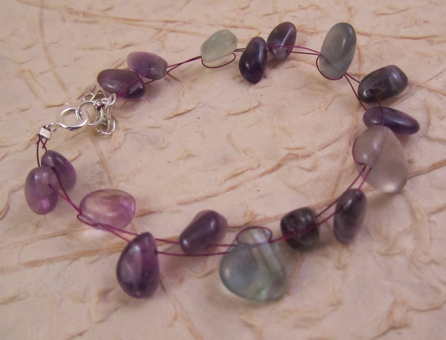Purple Amethyst and Green Flourite Bracelet