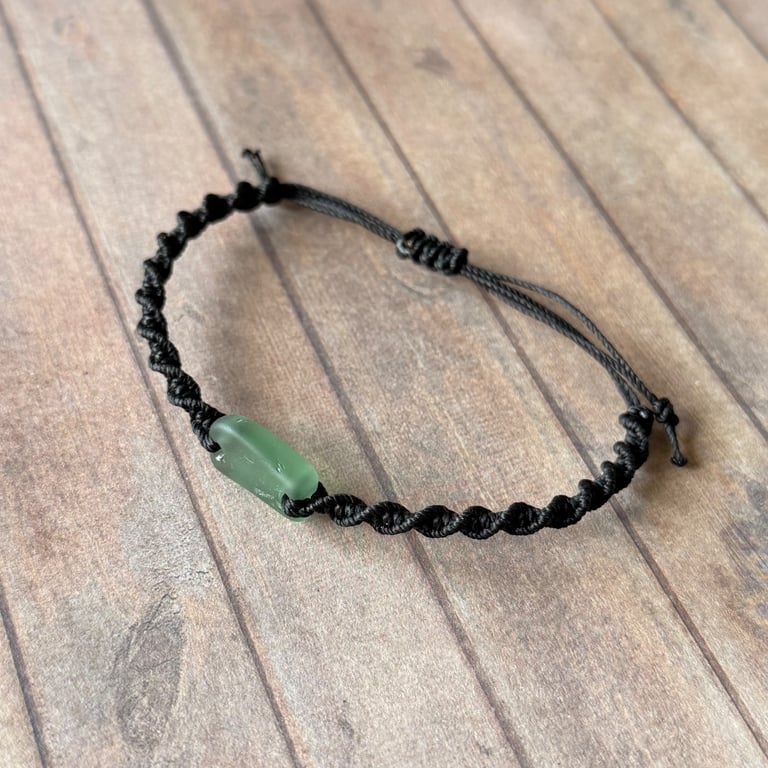 Macrame Sea Glass bracelet, Handmade coastal Gift Seaham