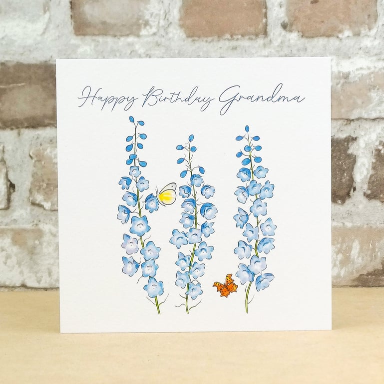 Birthday Card Delphinium GRANDMA
