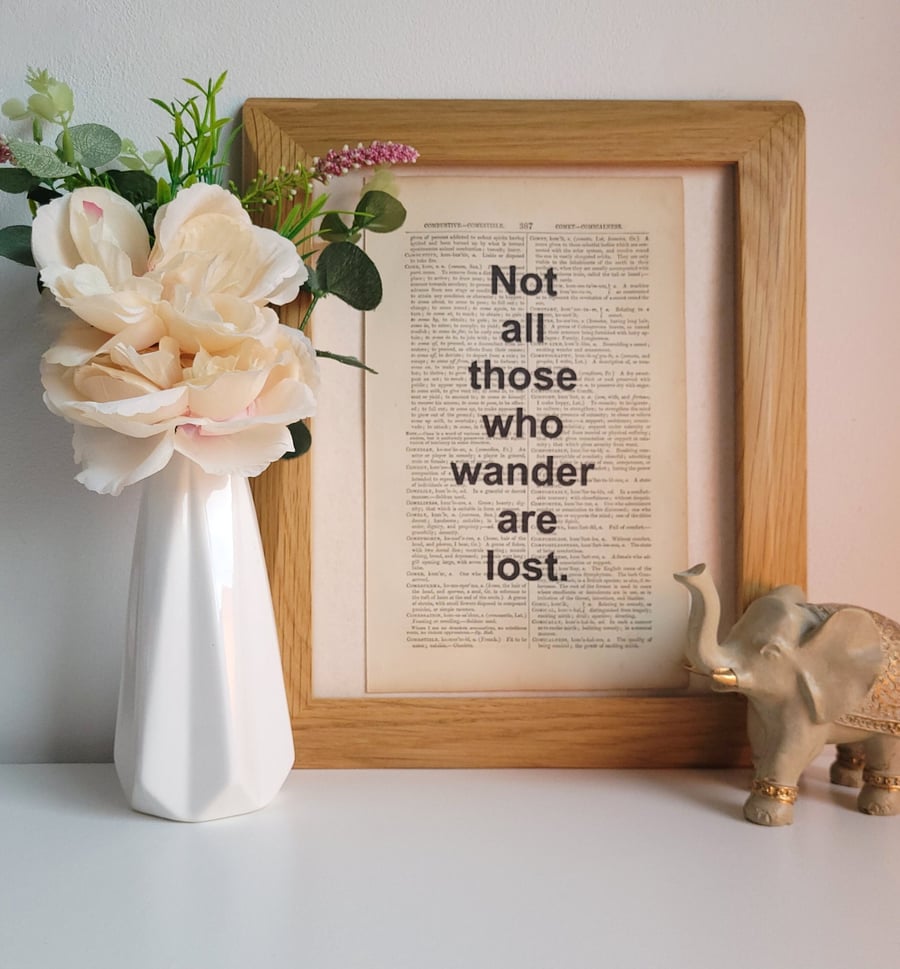 Unframed 1800s Dictionary Page Quote Print- Not All Those Who Wander- Print Only