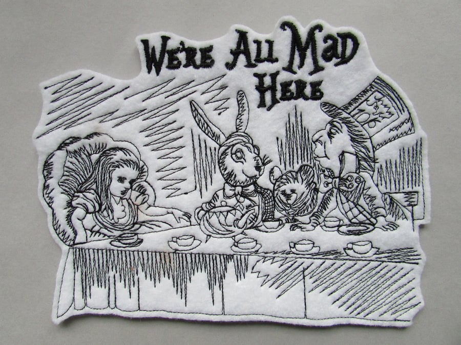 Alice in wonderland Mad hatters tea party  Embroidered Sew on Applique Patch