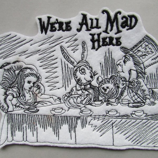 Alice in wonderland Mad hatters tea party  Embroidered Sew on Applique Patch