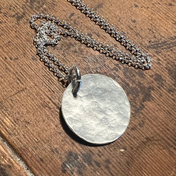 Hammered Eco Silver Circle Pendant