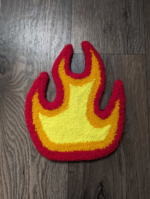 Large Fire Mug Rug or Decoration 