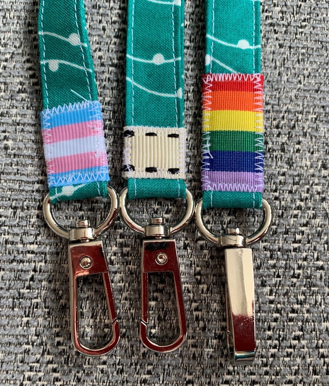 Green stripy spot 100% Cotton Lanyard