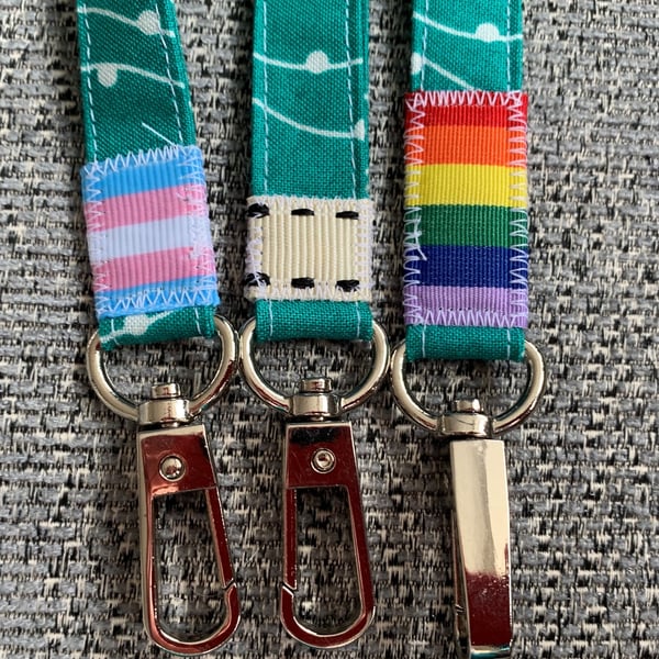 Green stripy spot 100% Cotton Lanyard