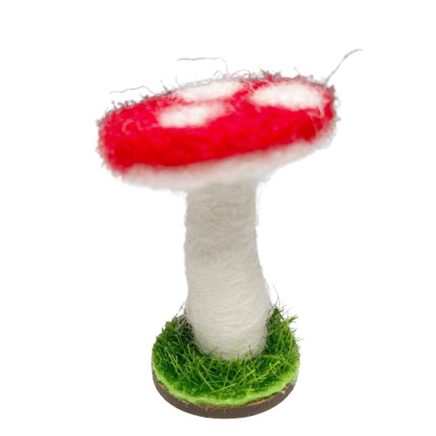 Red and white fly agaric toadstool, needle felted sculpture