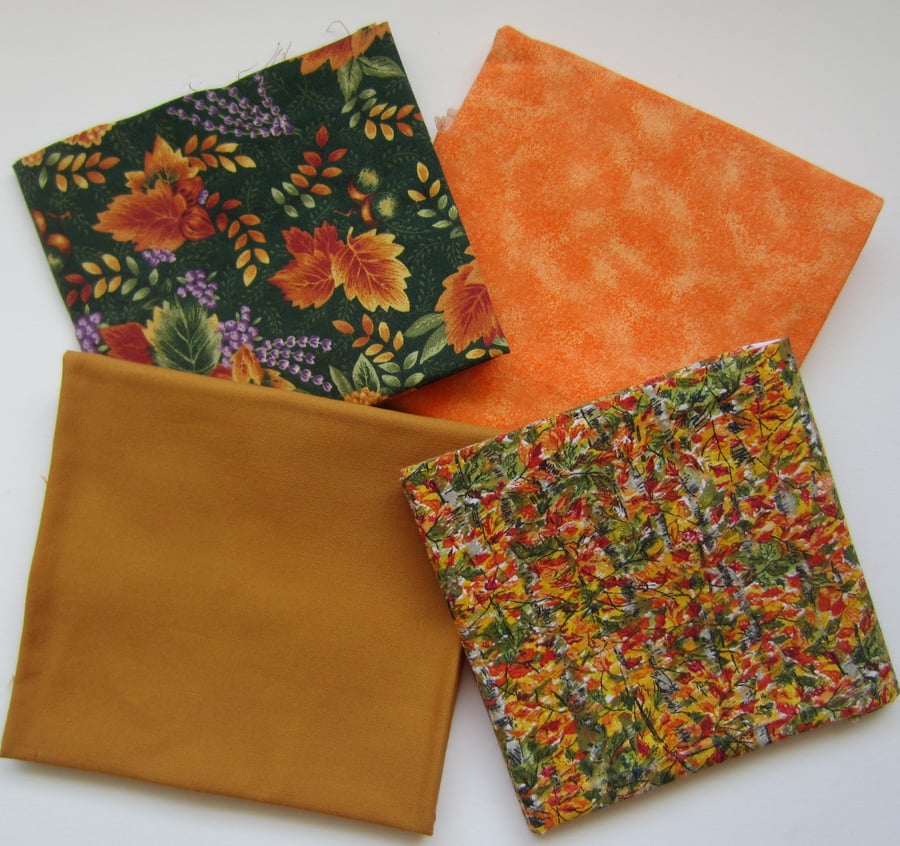Beautiful Bundle 4 Autumn Fat Quarter Fabric Remnants