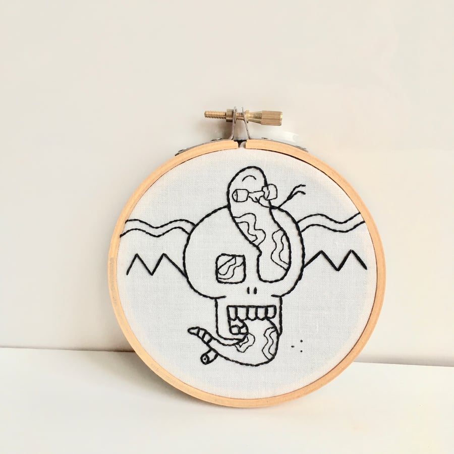 Skateboard embroidery hoop, art for skateboarders, textile art