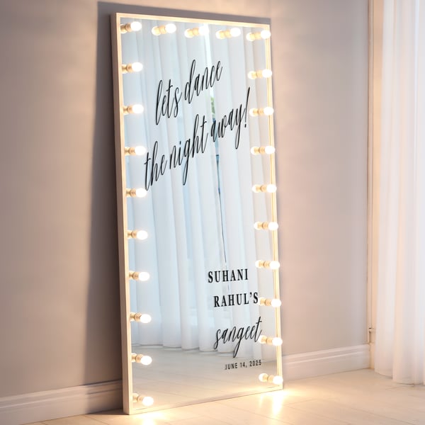 Personalised Sangeet Welcome Mirror Sticker: Custom Indian Wedding Vinyl Decal