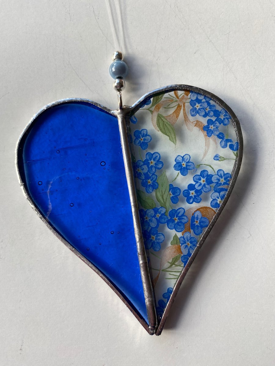 Stained Glass Two Tone Heart Suncatcher Decoration 