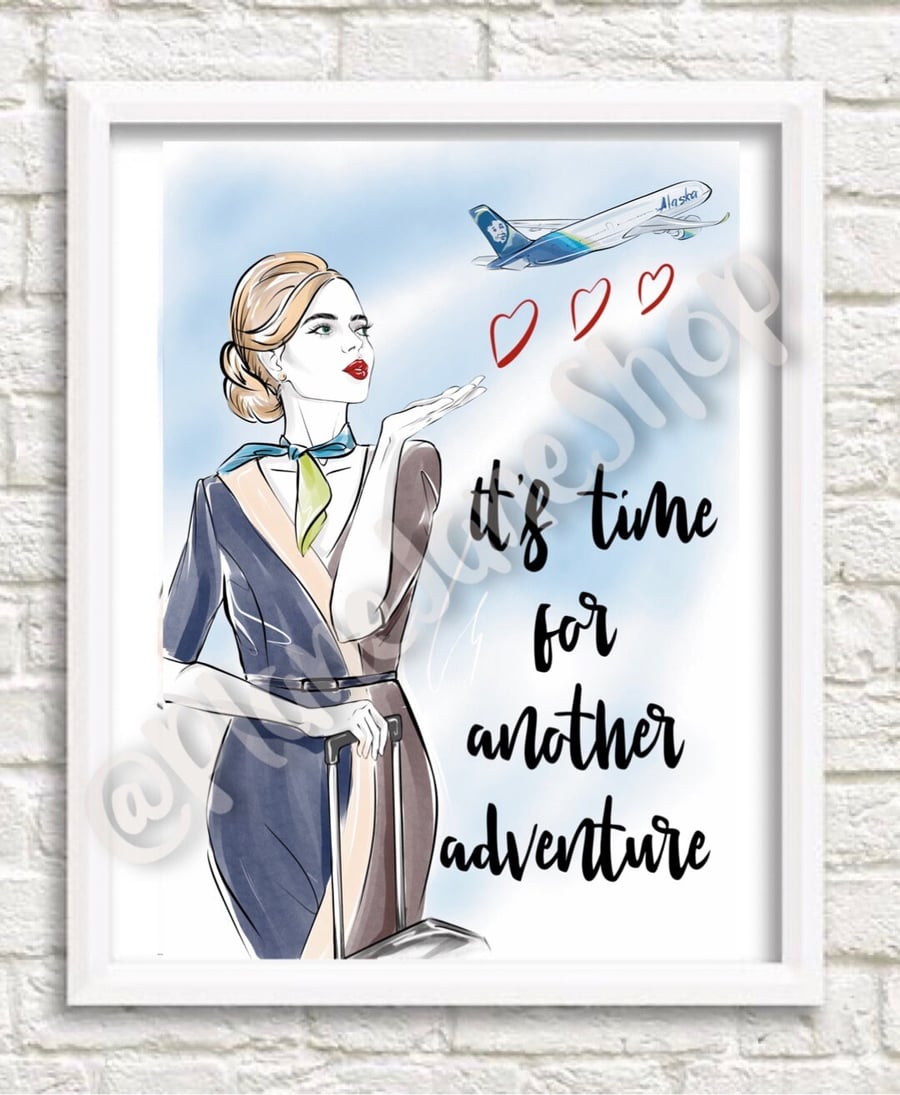 Alaska Air Flight Attendant Travel Print