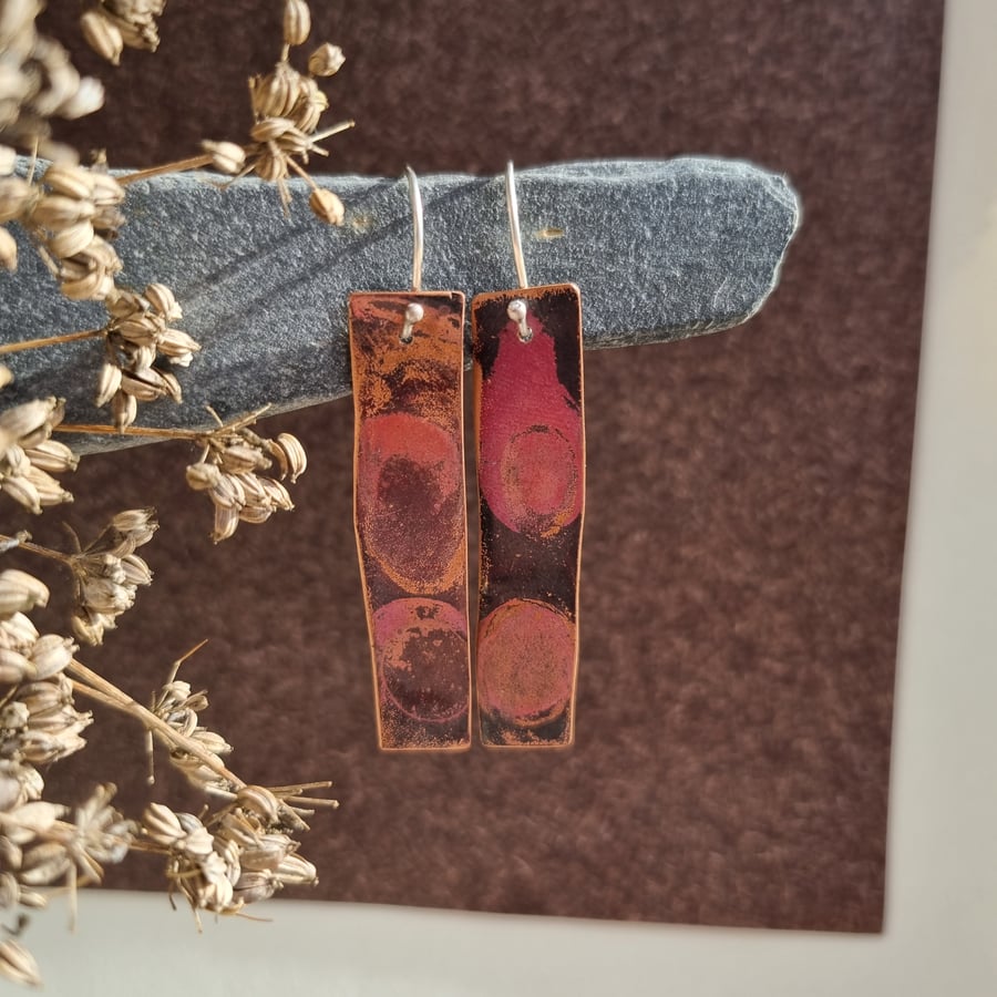 Copper Earrings with Recycled Ecosilver Sterling Silver Earwires