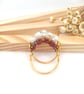Red Garnet & Fresh Water Pearl Cluster Ring Set, Special Occasion Wear 