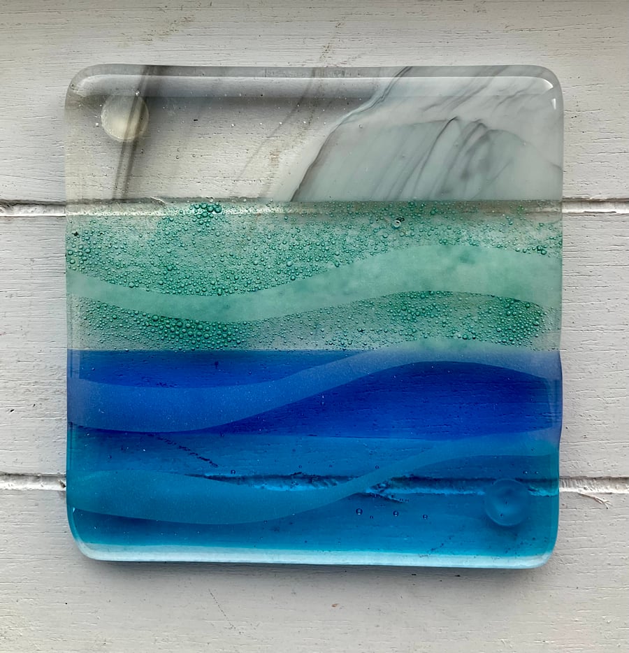 Handmade Fused Glass Sea Coaster