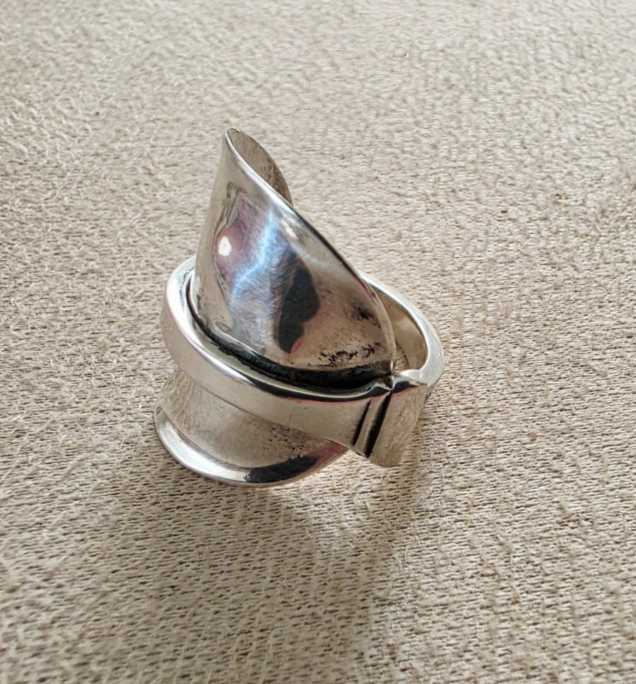 EPNS Silver Plated Spoon Saddle Ring - Handmade Vintage Cutlery Ring