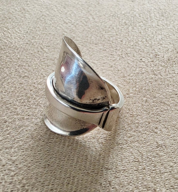 EPNS Silver Plated Spoon Saddle Ring - Handmade Vintage Cutlery Ring