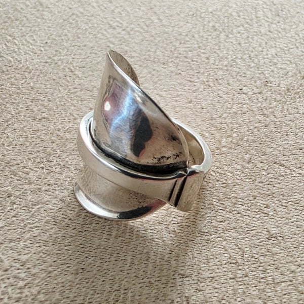 EPNS Silver Plated Spoon Saddle Ring - Handmade Vintage Cutlery Ring
