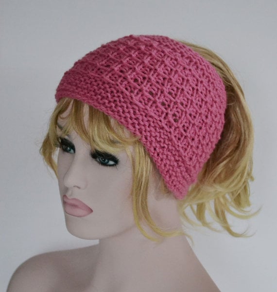 PonyTail Hat, Hair Wrap, Raspberry Sorbet KeepFit Yoga Headband