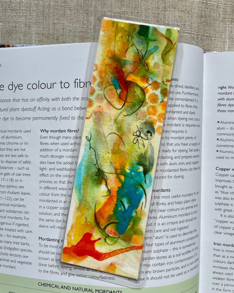 Hand painted original, abstract, mixed media bookmark
