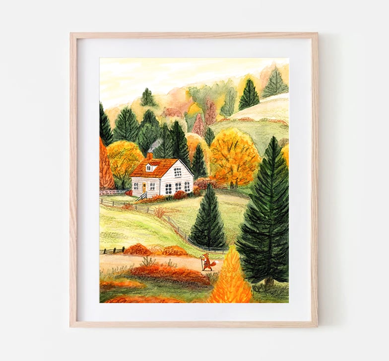 Autumn Fox Art Print - Signed 8 x 10 Print