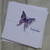 Dark Blue and Coral Butterfly with Hearts and Gems - Thank You Card