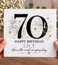 Personalised 70th Birthday Card For Her Nan Sister Friend Mum Nanna Grandma - Image 2