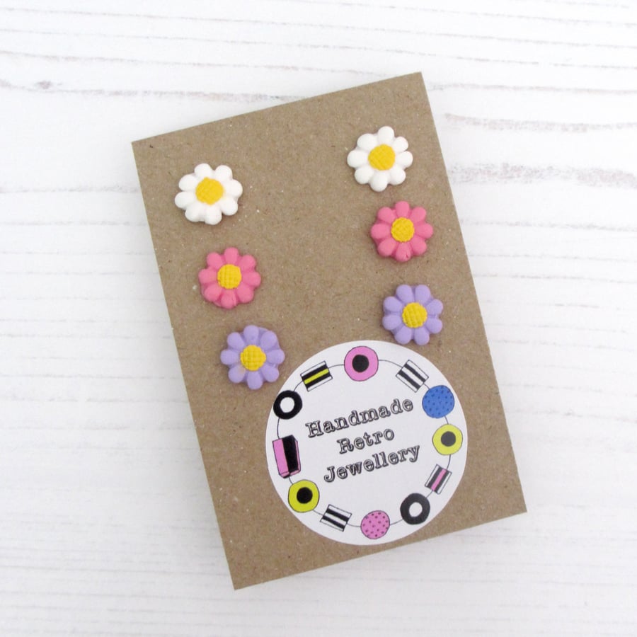 Daisy trio pack stud earrings