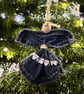 Handmade Christmas angel decoration from pre-loved jeans
