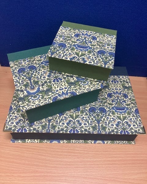 Liberty Boxes in Loden fabric design