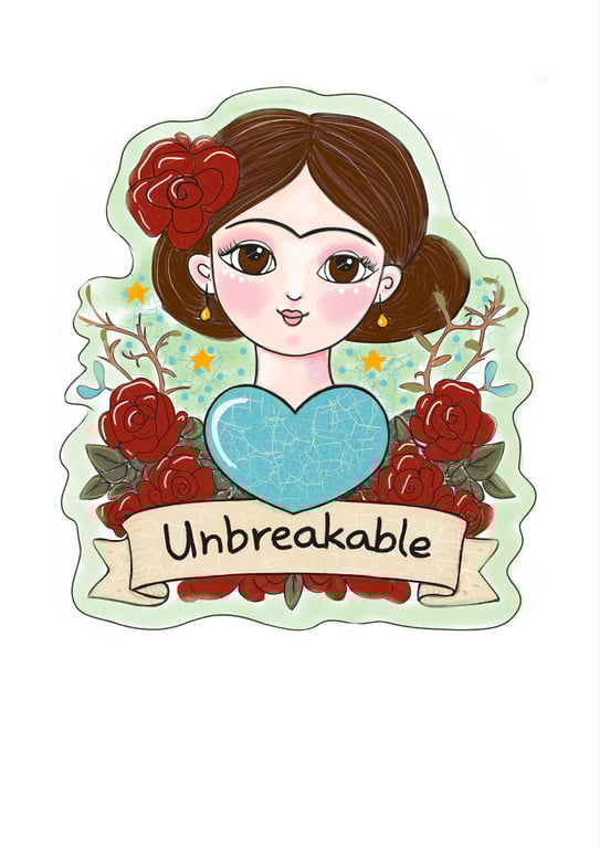 Unbreakable A5 Art print-empowering feminine self love illustration-Frida Kahlo