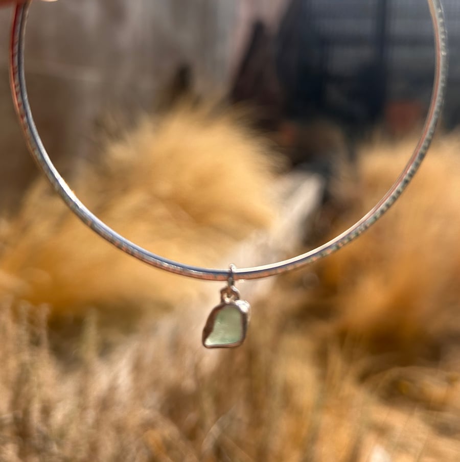 seaglass silver sandbanks bangle sea glass handmade