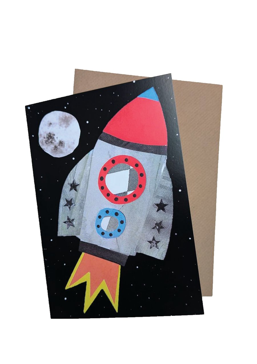'Rocket Ship' Blank Greetings Card