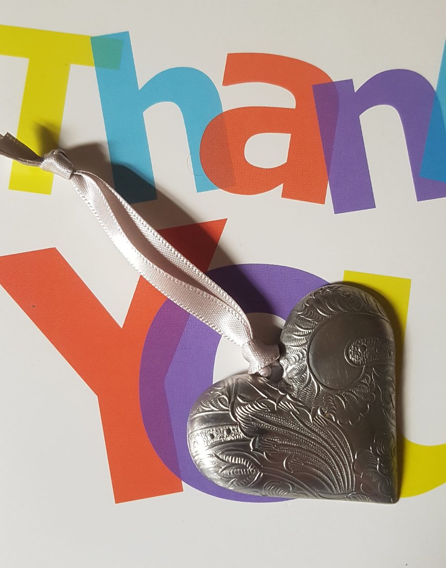 Pewter Heart Christmas Decoration