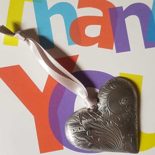 Pewter Heart Christmas Decoration