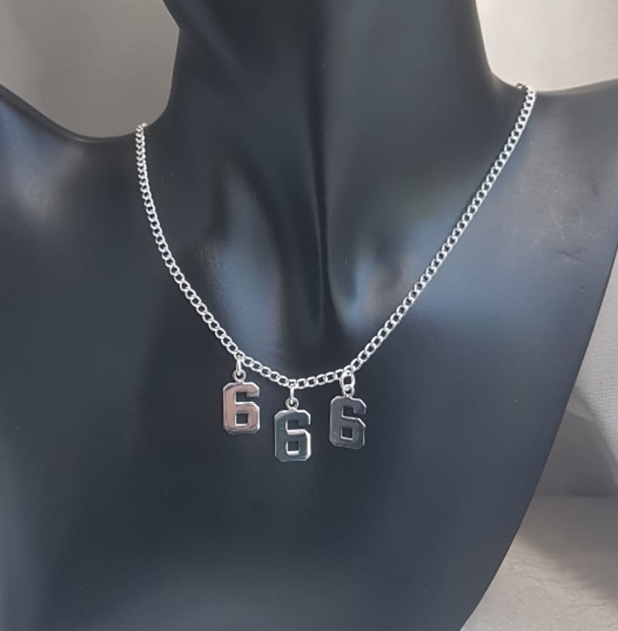 Number of the Beast Triple 6 Sterling Silver Necklace