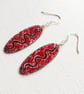 Oval Earrings with wavy line design - Image 4