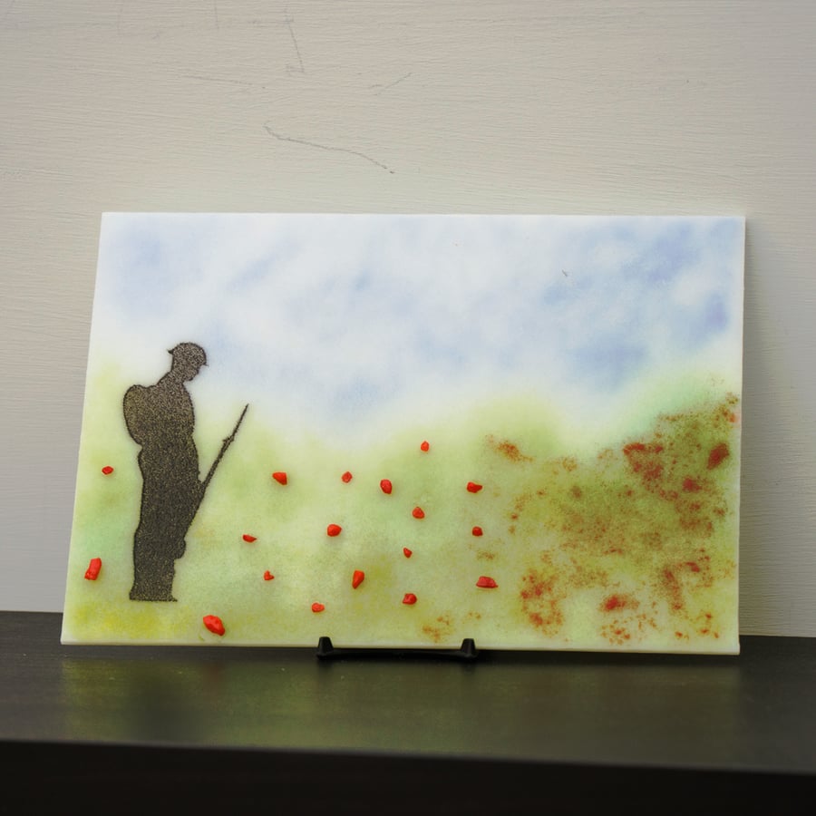 Soldier in a Poppy Field - Fused Glass Wave - 9248 - Includes donation to RBL