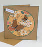 Handmade floral card with wooden butterfly embellishments, blank for own message