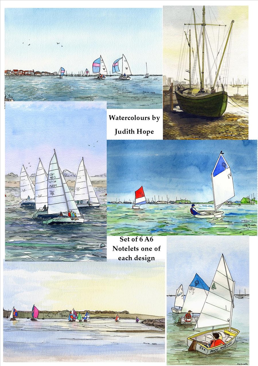 Notelets - Set of 6 Notelets of Sailing