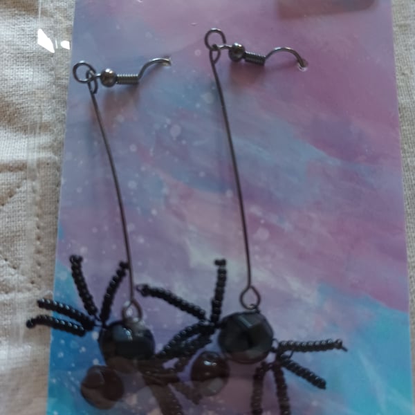 Hanging Spider Earrings 