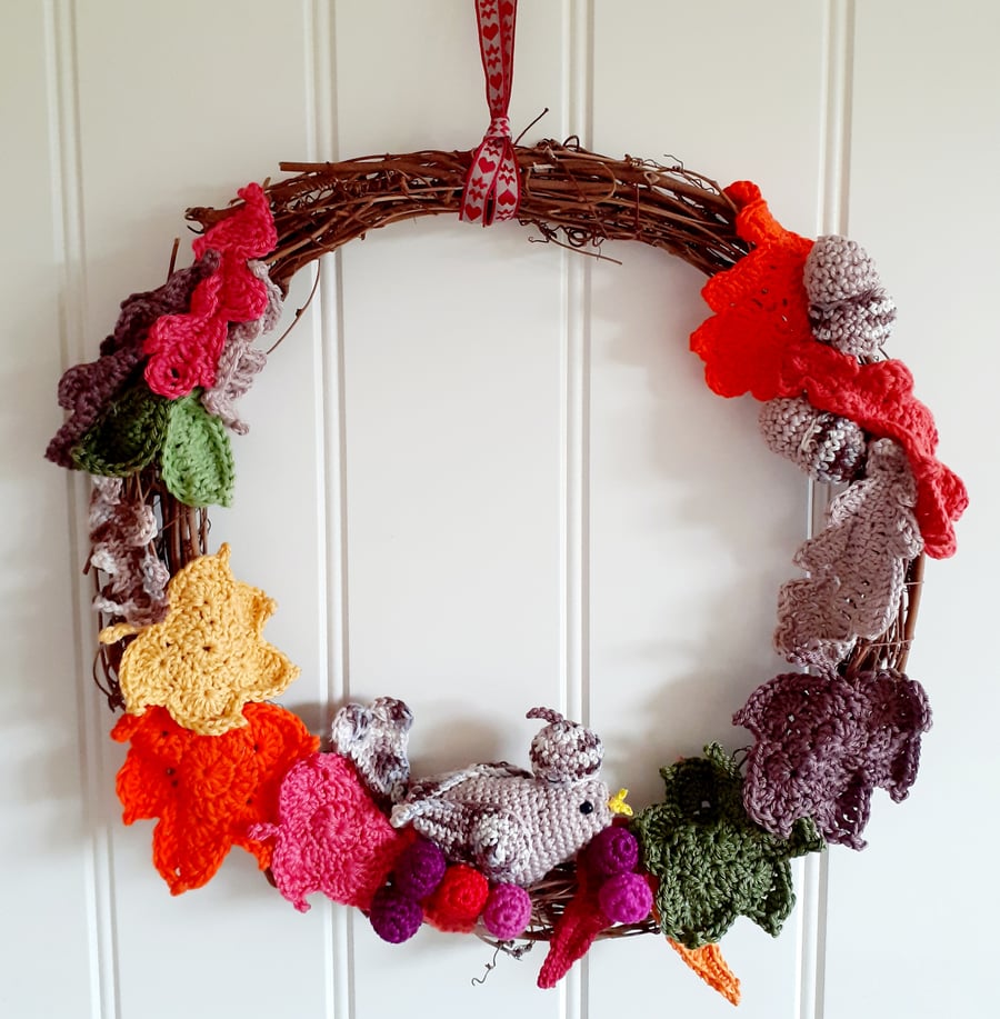 Reserved for Cristina -  Crochet Autumn Wreath
