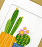 Two Cacti Print, house plant illustration, original Giclee print - Image 4