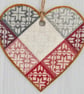 Red Grey Diamonds: Decoupaged Wooden Hanging Heart 15cm (6") - Image 4
