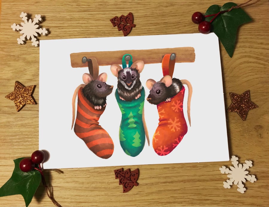 Seasonal Mice Greeting Card